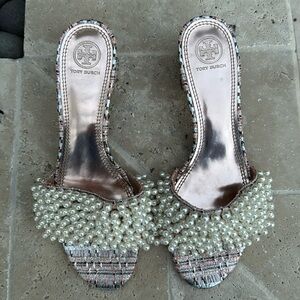 Tory Burch Faux Pearl Slides size 9